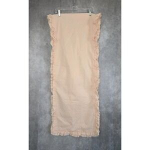 SHABBY CHIC Pink Table Runner Eyelet Lace Trim w Ruffles 16x90" Farmhouse